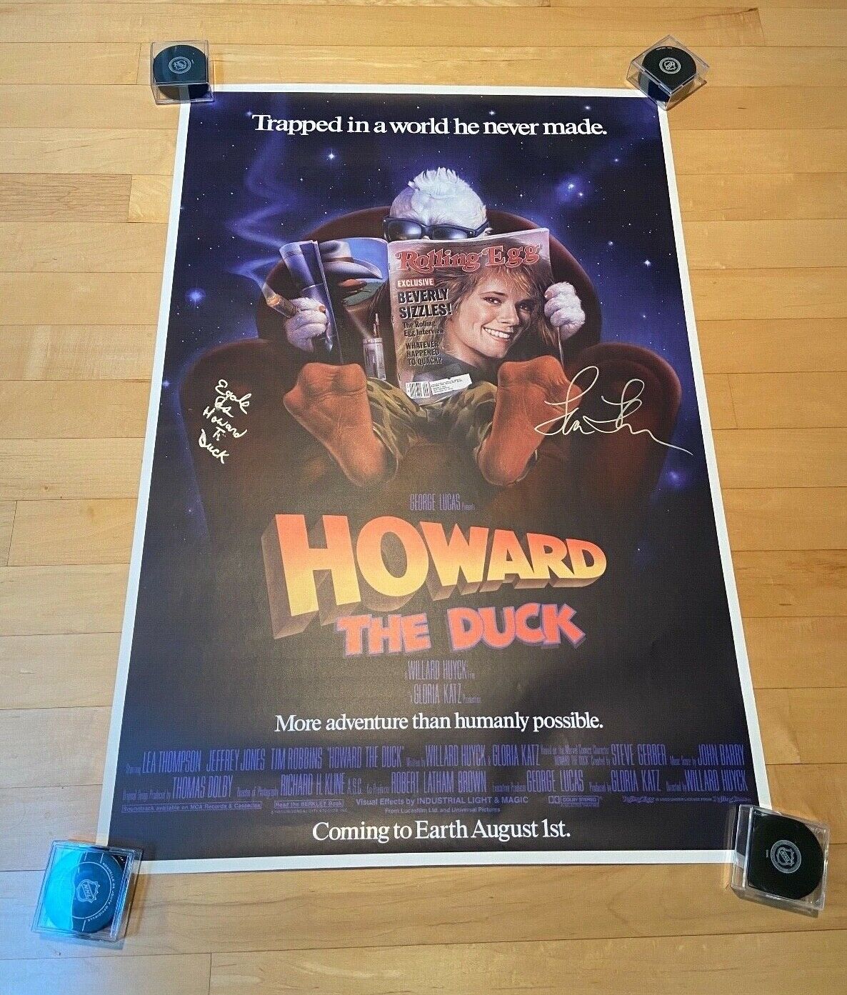 * LEA THOMPSON & ED GALE * signed 27x40 movie poster * HOWARD THE DUCK * COA * 4