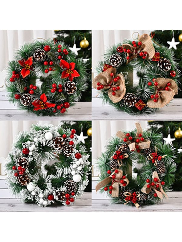 12 Inches Christmas Wreath Pine Cones Holiday Decoration-elleschic