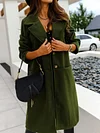 Stylish Lapel Collar Buttoned Pocket Solid Color Simple Woolen Outerwear
