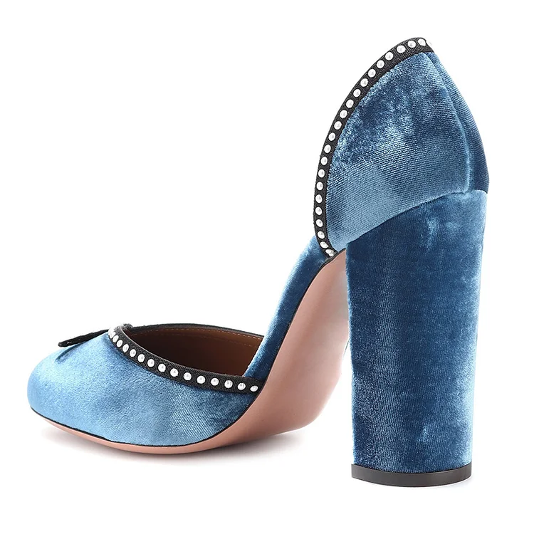 Blue velvet hotsell chunky heels