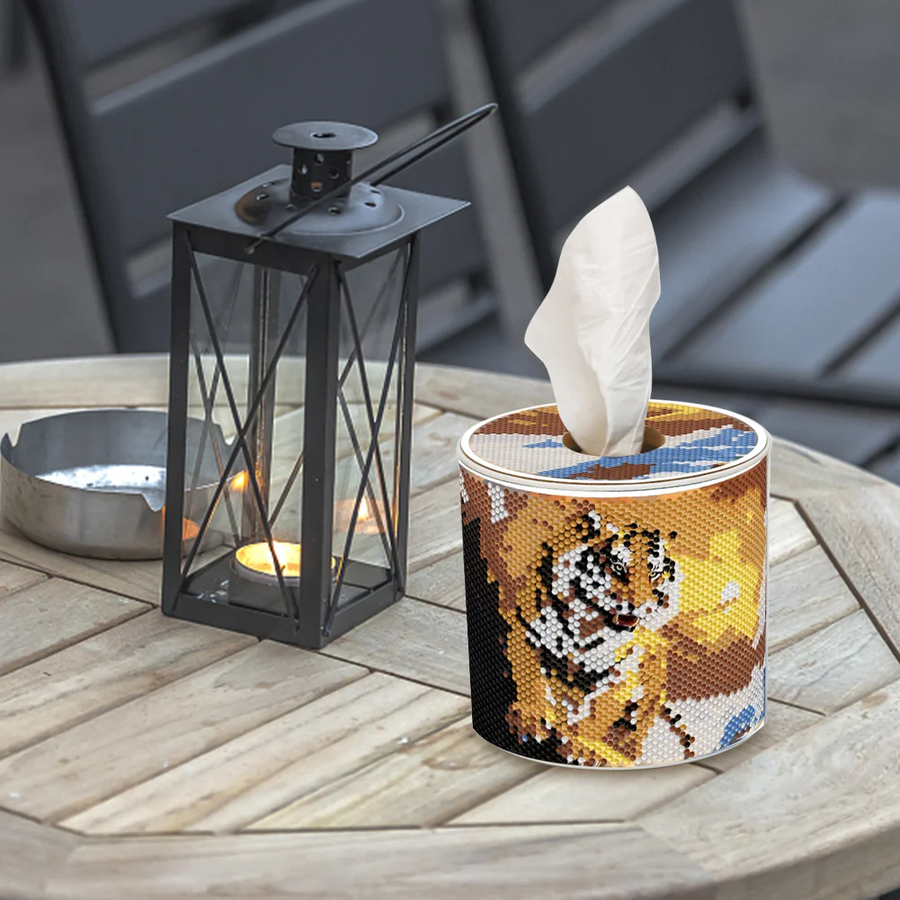 Tiger DIY Diamond Painting Handmade Tissue Holder Rhinestones Crystal Tissue Box