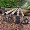 Mini Hoe and Cultivator with Wooden Handle Dual-purpose Hoe Garden Rake Tool