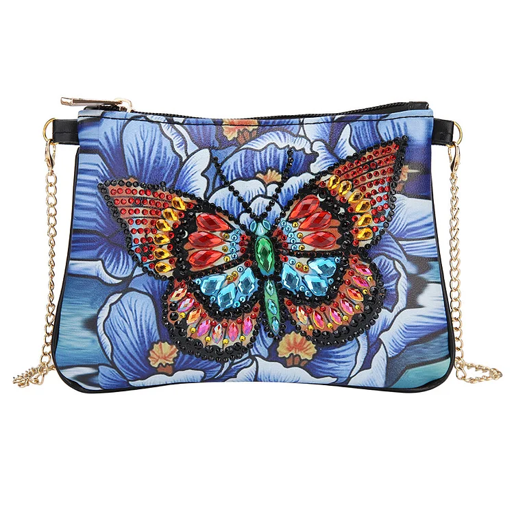 DIY butterfly shaped diamond painting one-shoulder chain lady bag