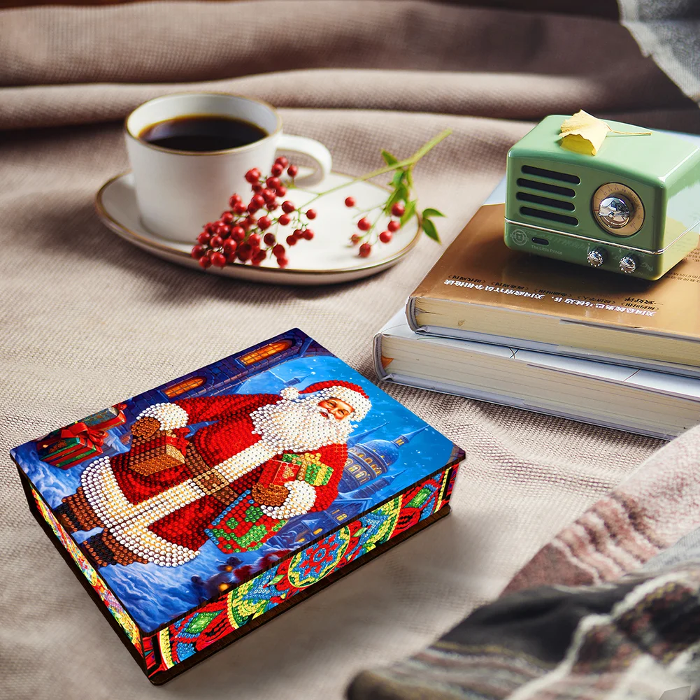 DIY Xmas Santa Diamond Painting Jewelry Storage Box DIY Special Shaped Drill Case