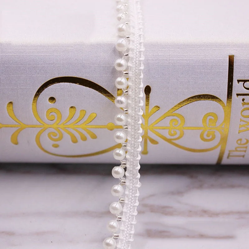 1yard/lot Vintage White/Black Beaded Lace Trim Tape Fabric Ribbon DIY Collar Sewing Garment Headdress Materials Sewing Craft