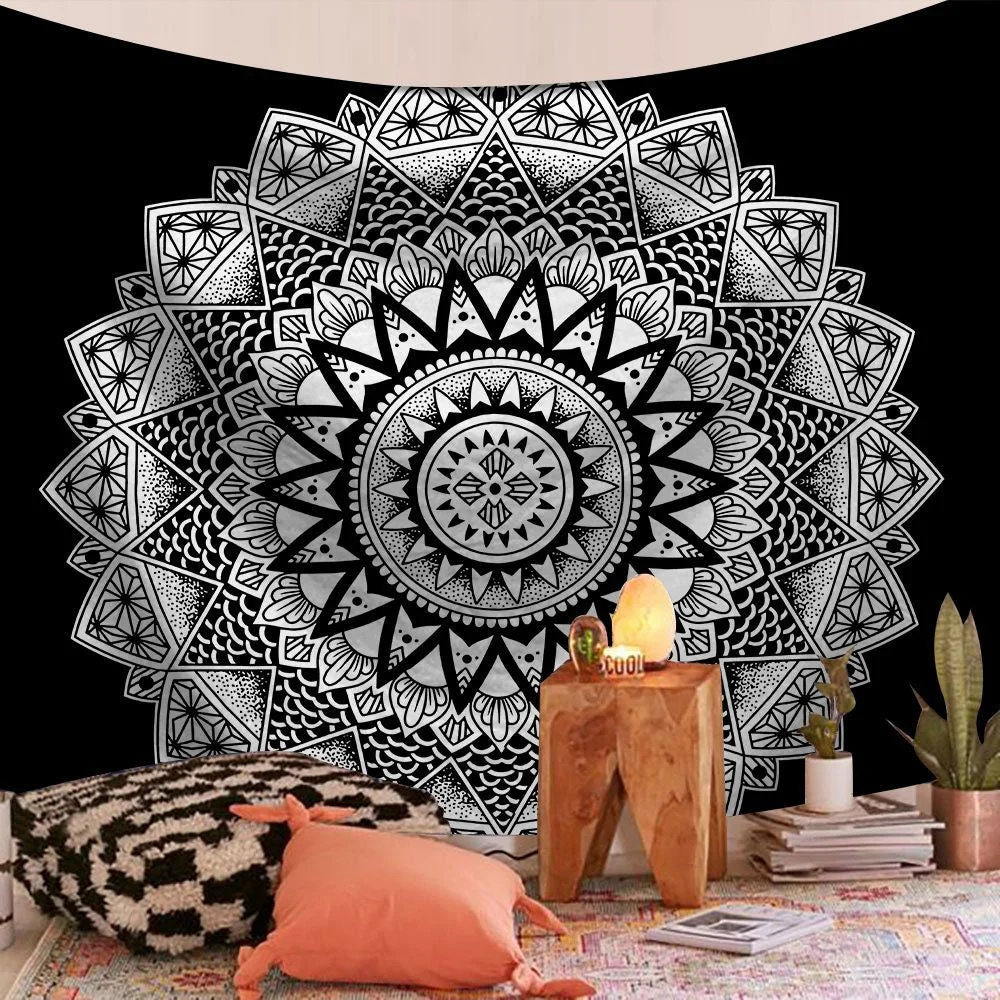 Indian Mandala Wall Hanging Tapestry Bohemian Sandy Beach Throw Rug Blanket Camping Tent Sleeping Pad Tapestries 95x73cm