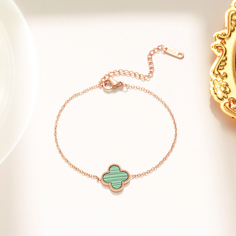 Four-Leaf Clover Bracelet Lucky Versatile Double-Sided Ol Bei Female Summer Fashion Accessories