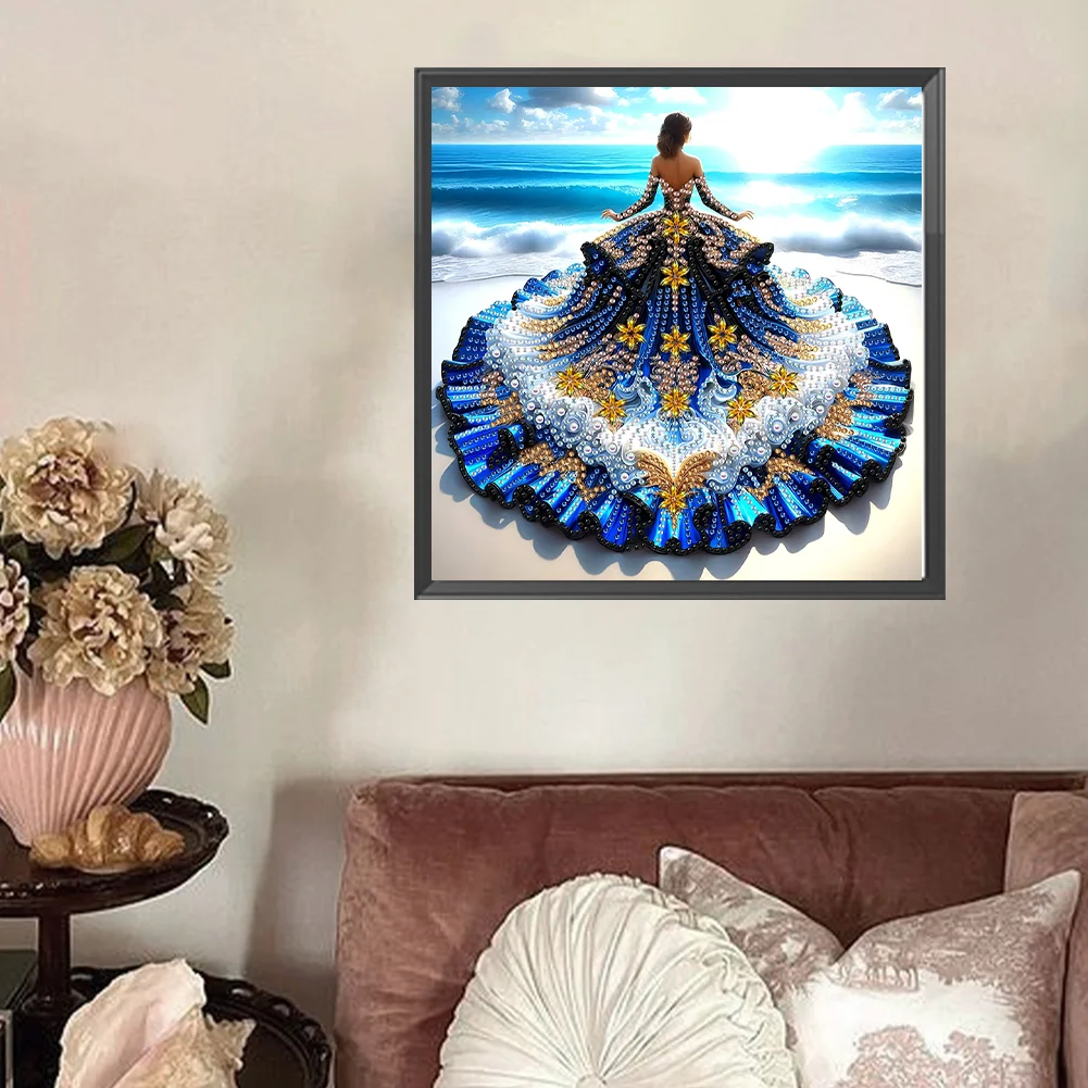Diamond Painting - Partial Special Shaped Drill - Gorgeous Skirt Girl(Canvas|30*30cm)