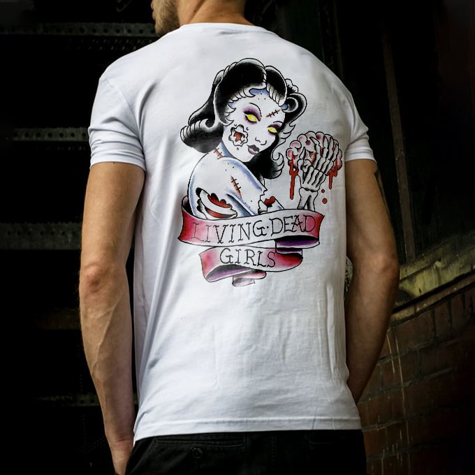 Spooky Living Dead Girls Print Casual Men’s T-shirt - Krazyskull