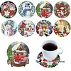8Pcs Snowman DIY Wood Diamond Painting Coasters Kit with Round Base