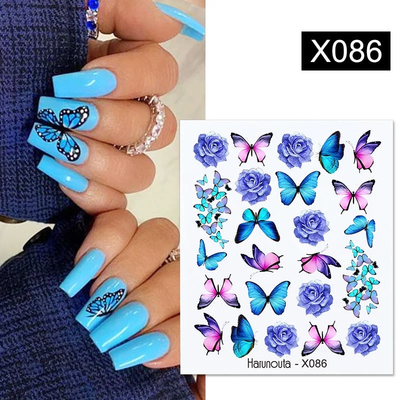 Harunouta Geometrics Gradient Volcanic Cloud Water Decals Colroful Wave And Rainbow Pattern Slider Stickers For Nails Decoration-Nail Inspo