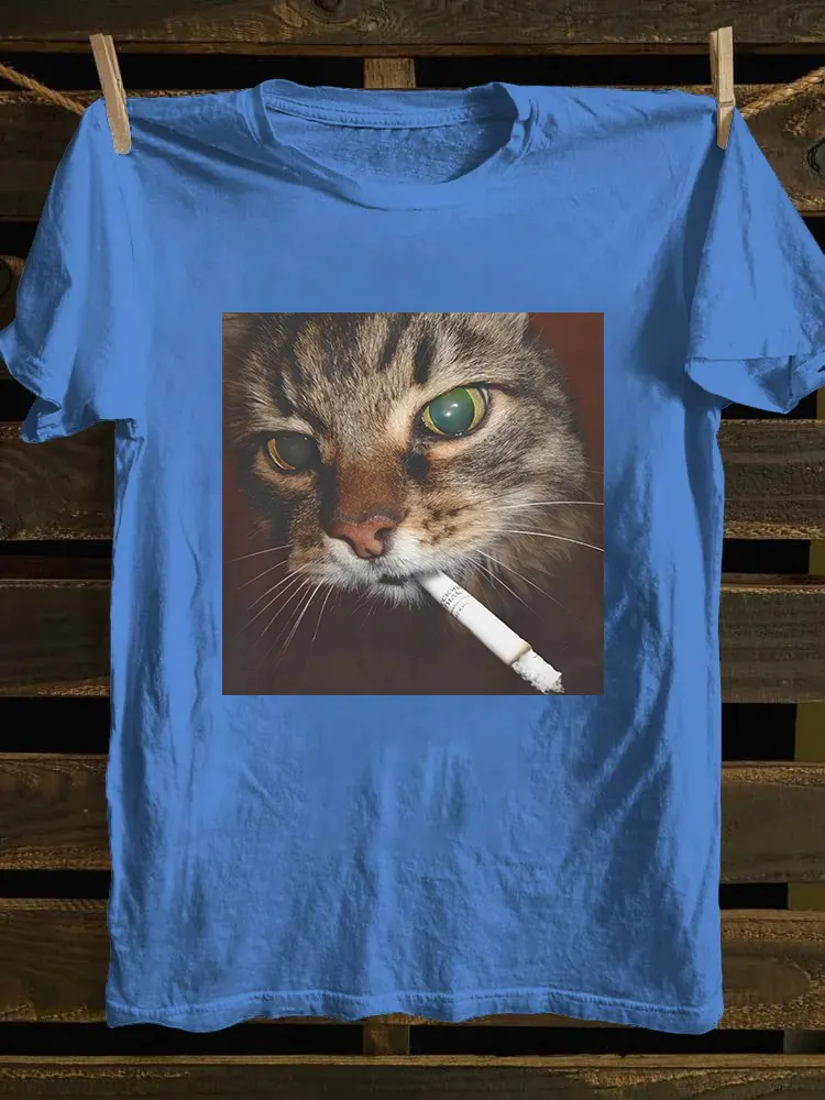Funny Smoking Cat T-shirt