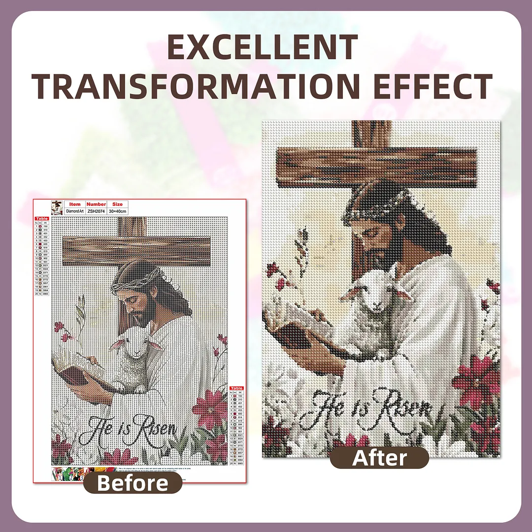 Jesus Lamb Resurrection Diamond Painting Kit 30x40cm