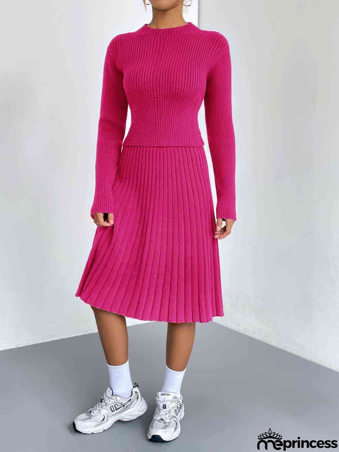 Rib-Knit Sweater and Skirt Set