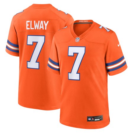 Men's Denver Broncos John Elway  Orange Mile High Collection 1977 Throwback Retired Player Game Jersey