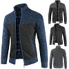 Men's Thickened Casual Fleece Loose Stand Collar Knit Cardigan Sweater Jacket Coat