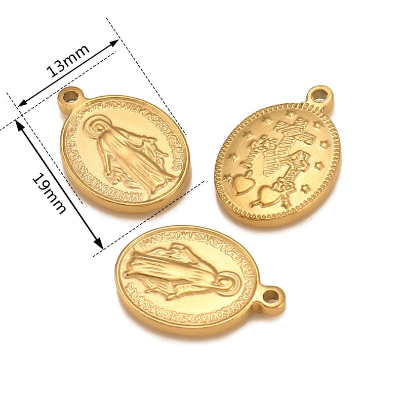 3 PCS/Package 304 Stainless Steel Portrait Virgin Mary Pendant Jewelry Accessories