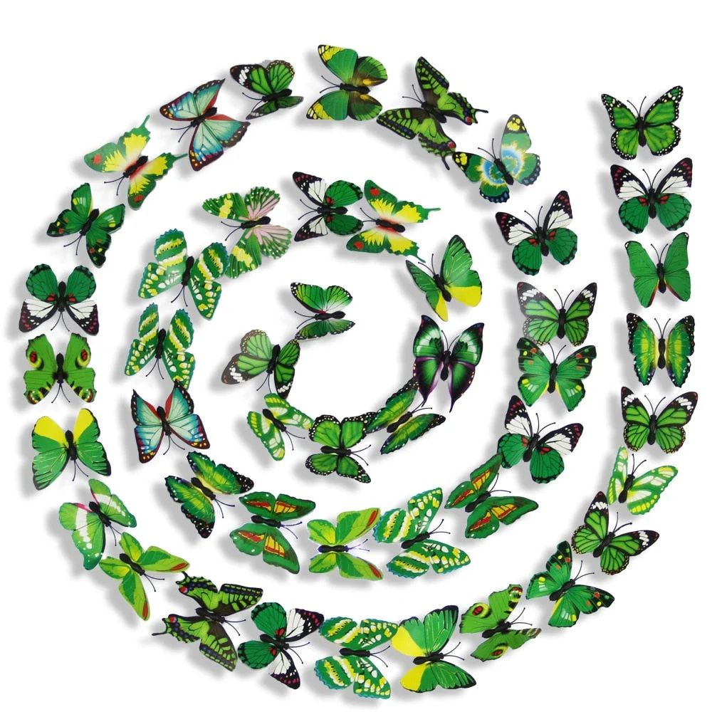 100pcs White 3D PVC Flower Butterfly Wall Stickers For Girl Kids Baby Rooms Kitchen Home Decoration Adhesive to Wall