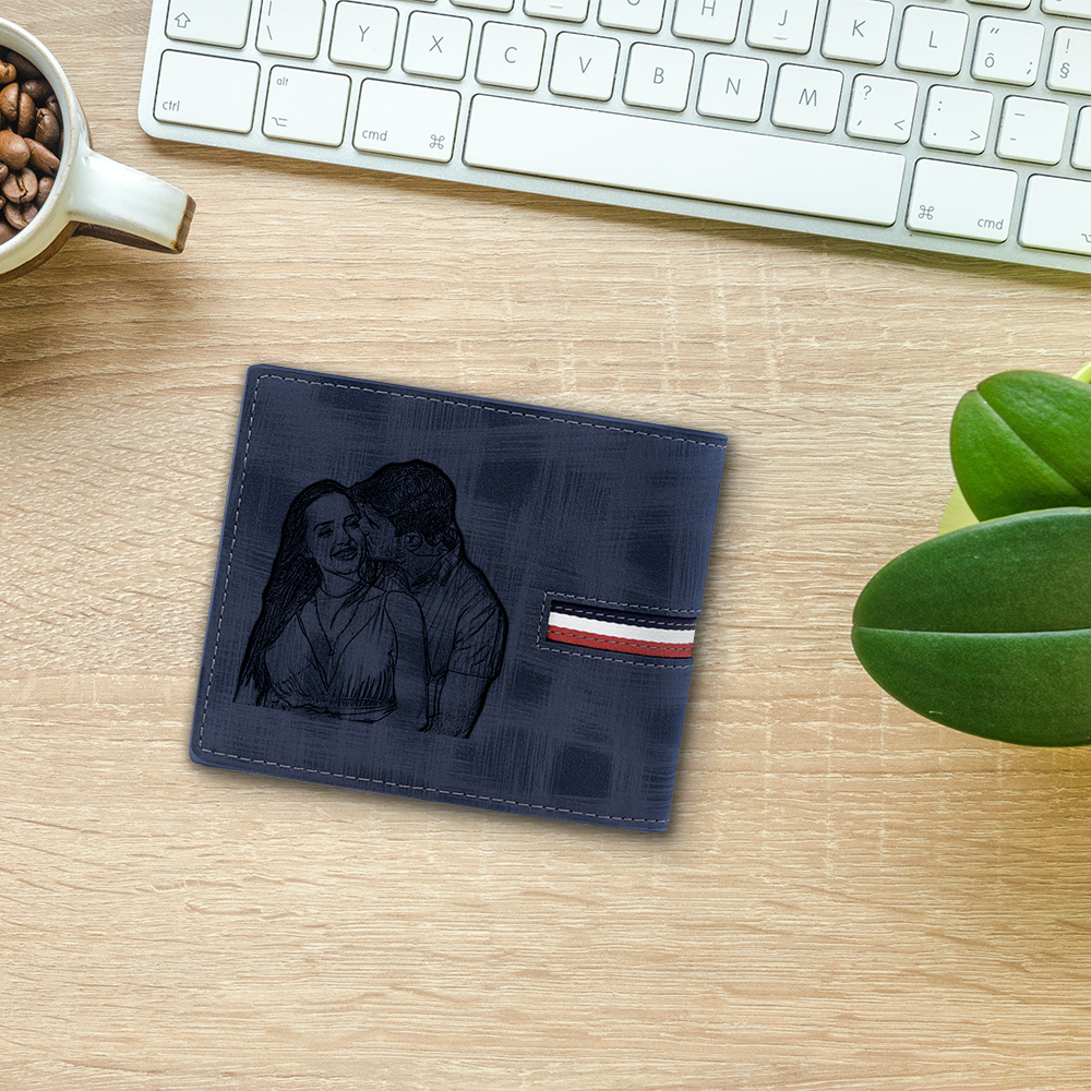 Portefeuille Classique 1 Prénom et Lettre Personnalisés avec Photo Porte-Monnaie Carte