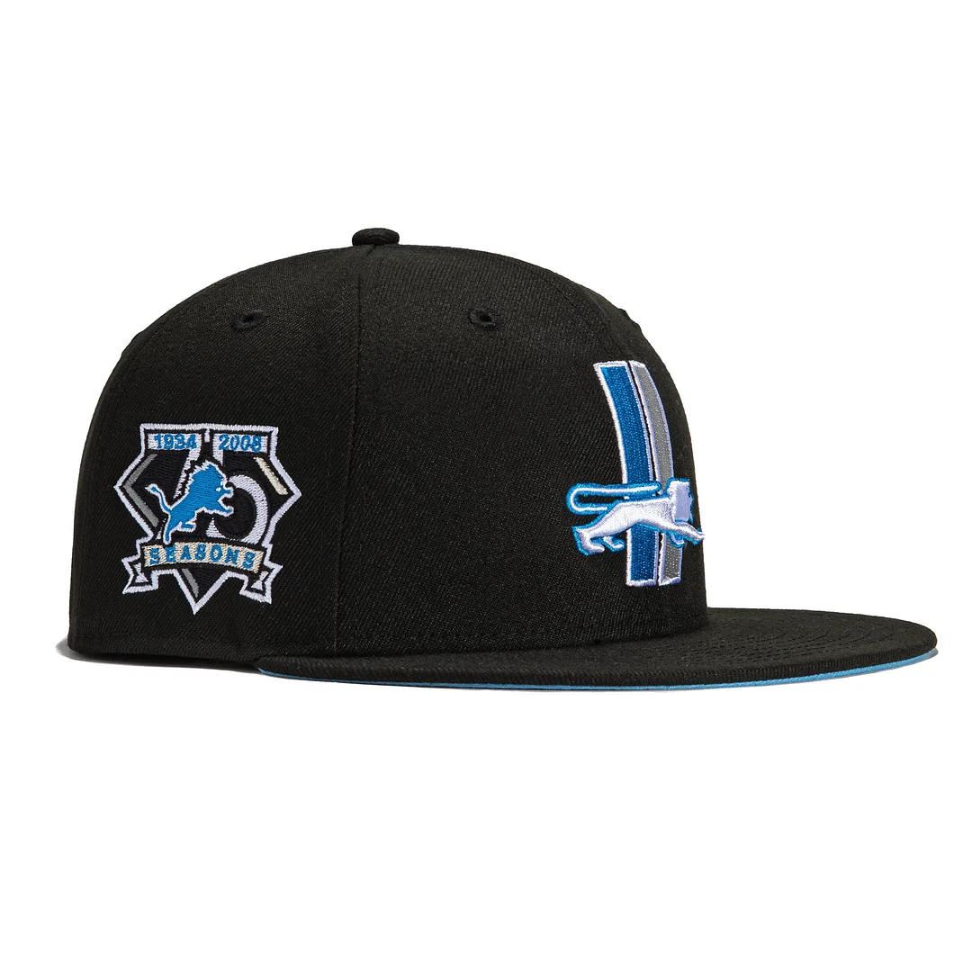 New Era 59FIFTY Sharktooth Detroit Lions 75th Anniversary Patch Hat - Black Black / 7 3/8