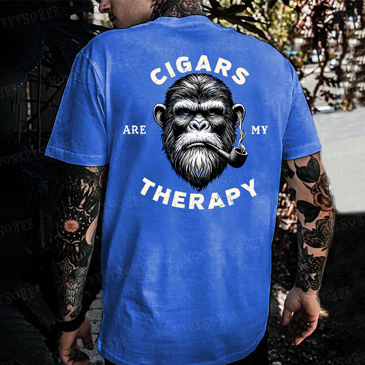 Cigars Are My Therapy Monkey T-shirt