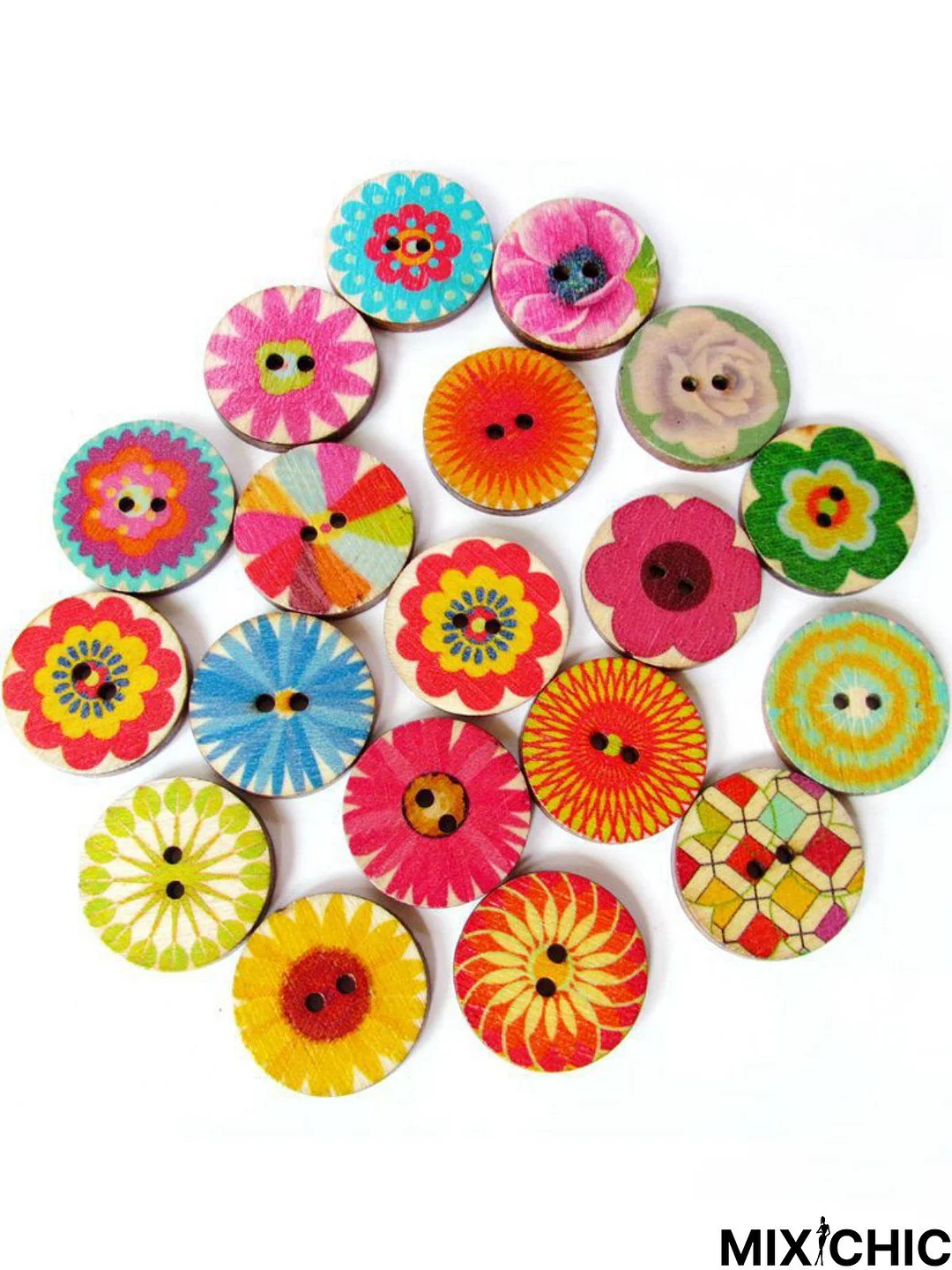 100Pcs Multi-Color Wooden Buttons Round Sewing Buttons For DIY Craft Bag Hat Clothes Decoration 20mm