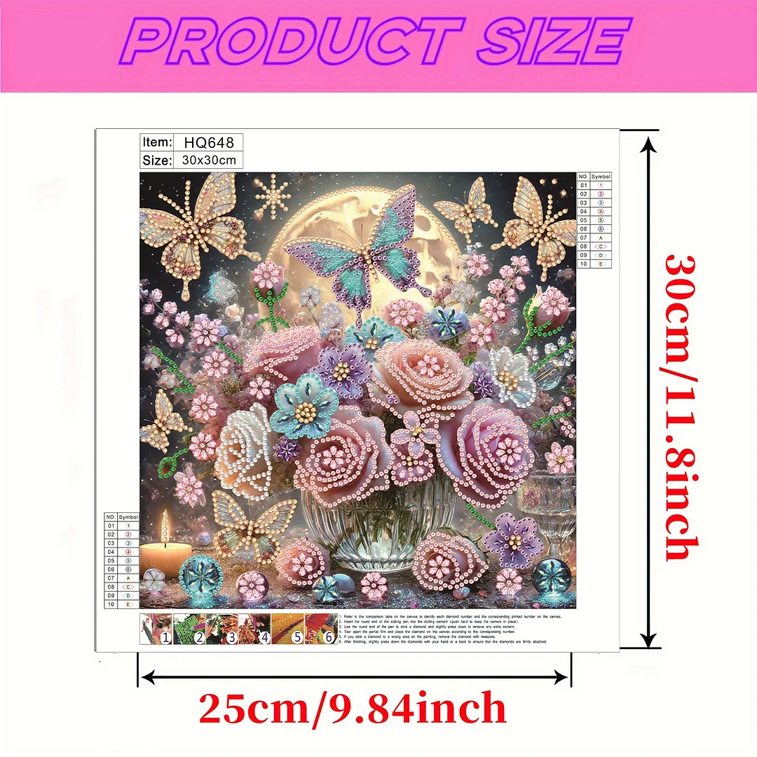 Flowers Butterfly - Diamond Painting - Partial Special Shaped Drill(Canvas|30*30cm)