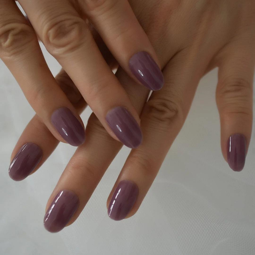 Dark Purple Color Almond Nail Tips 2021 Full Cover Fingernails Medium Charms Grapes False Nails Art Fake Gels Nails IMABC 24Pcs-Nail Inspo