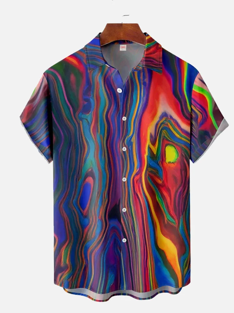 Psychedelic Swirls Art Painting Abstract Printing Short Sleeve Shirt