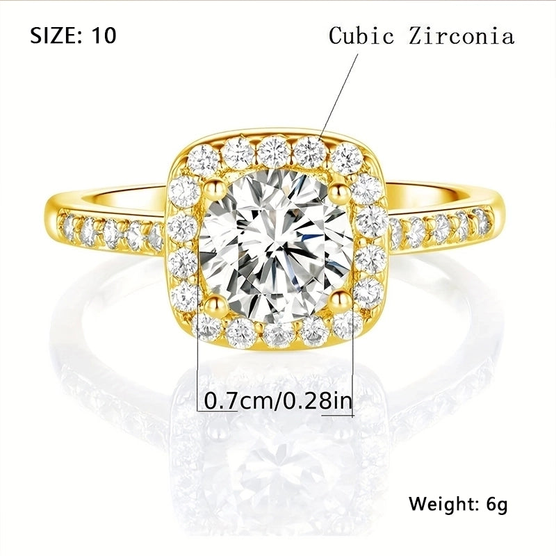 Ig Style Elegant Minimalist Square Copper Plating Inlay Zircon Rose Gold Plated White Gold Plated Gold Plated Rings