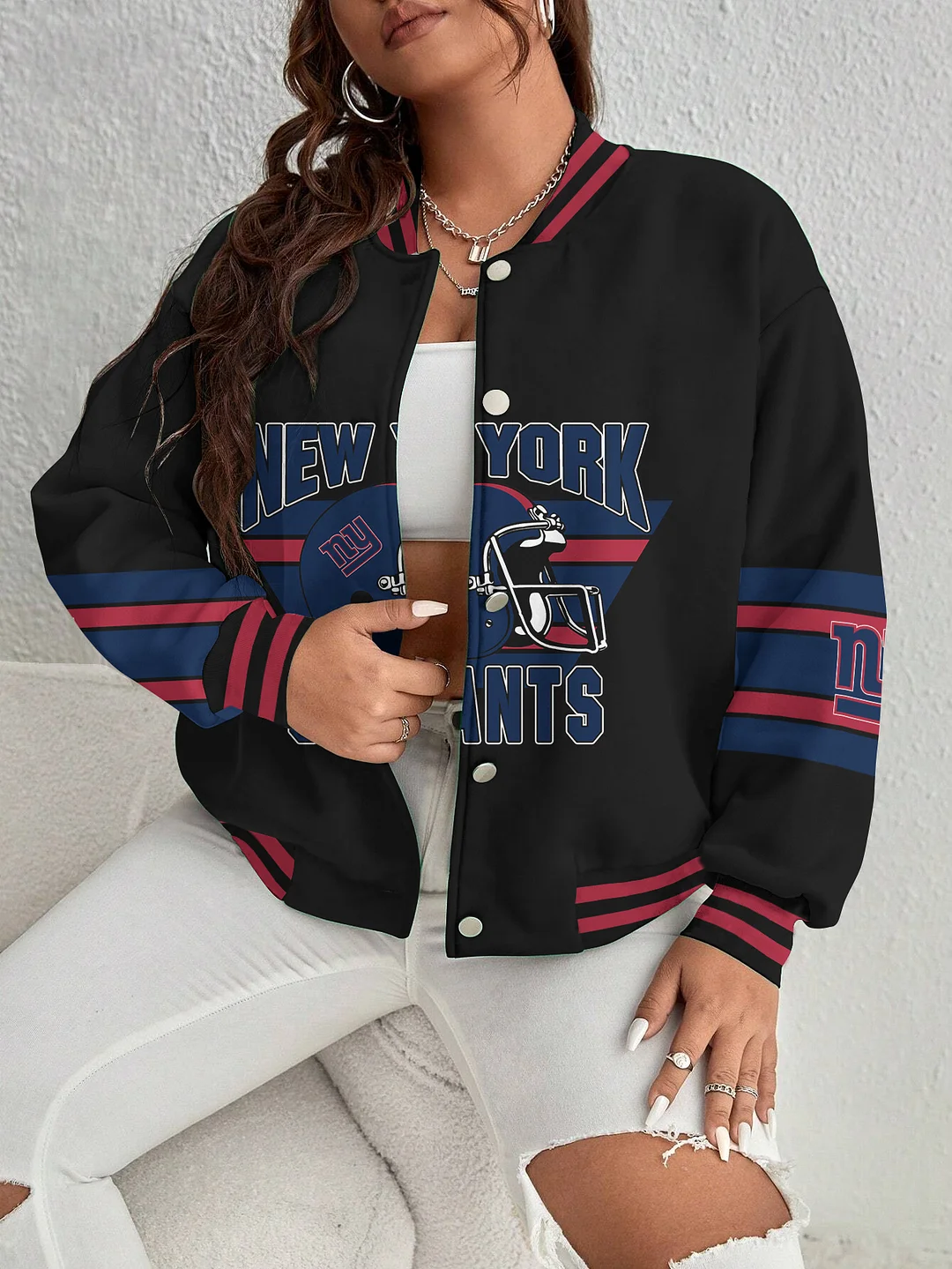 New York Giants Women's Long Pass Full- Snap Casual Jacket