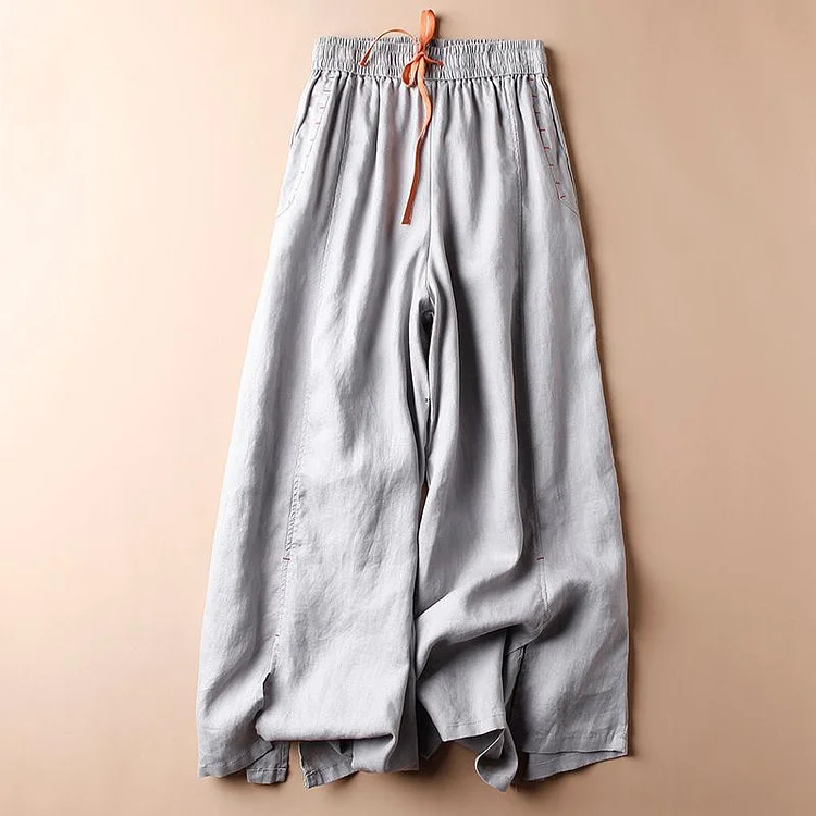 Summer thin cotton linen cropped trousers