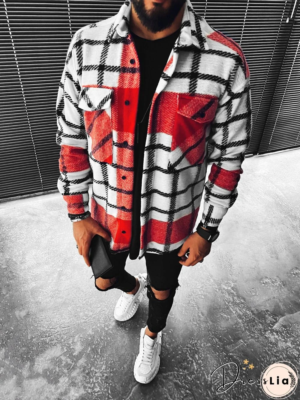 Casual Fashion Plaid Texture Long Sleeve Shirt Jacket