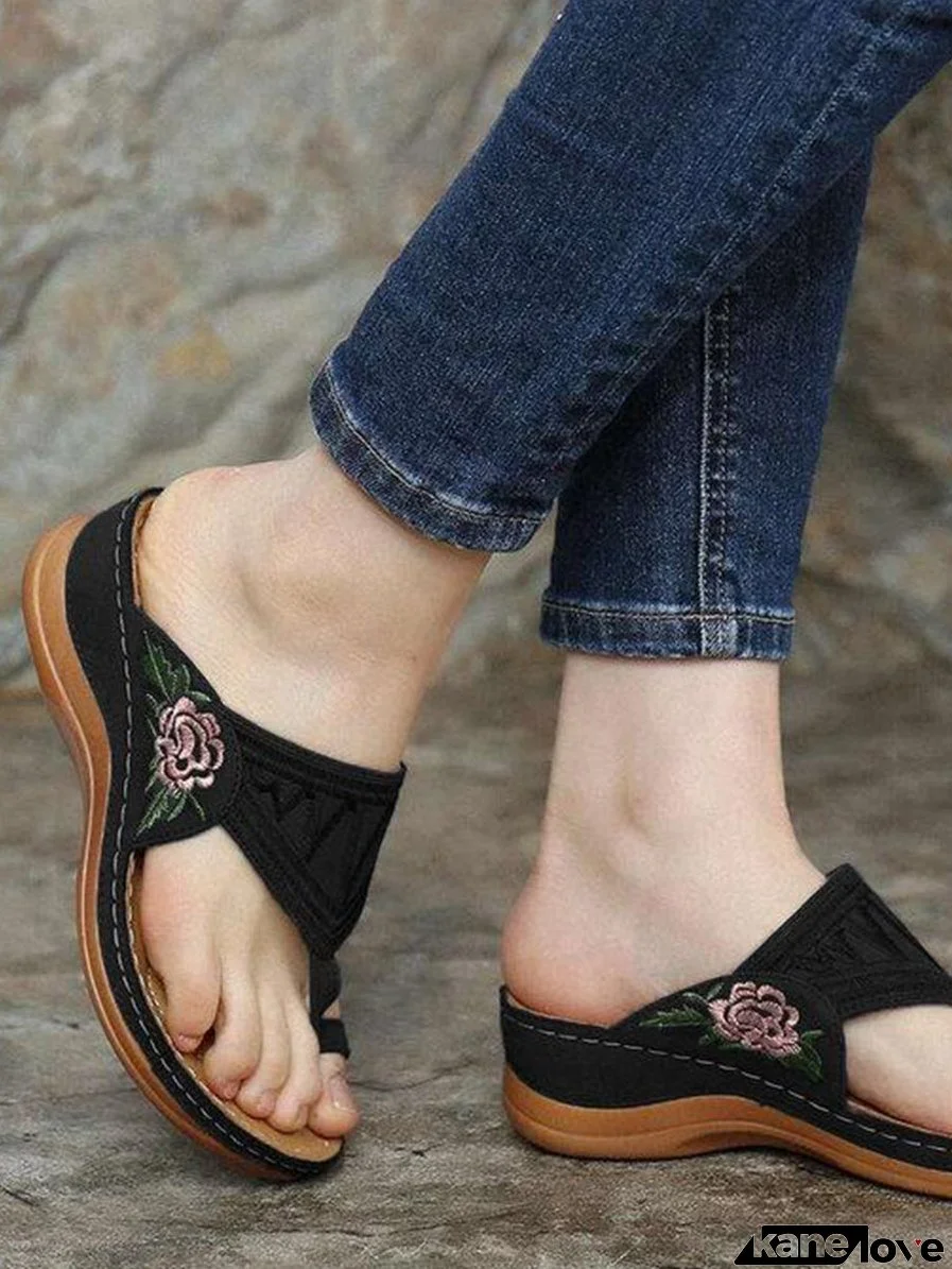 Embroidery Orthopedic Comfy Flip Flop Sandals