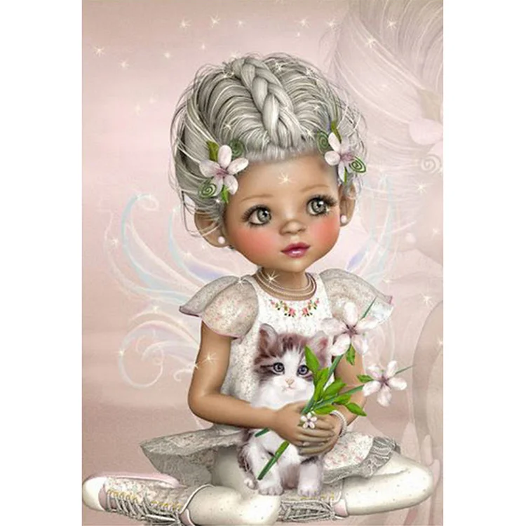 Beautiful Girl Round Full Diamond Painting 30*40CM