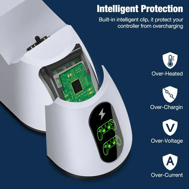 DinoFire Charger Station for PS5 Controller,Fast Charging Dock for Dual Playstation 5 Controllers Stand Dualsense Controller & LED Indicators