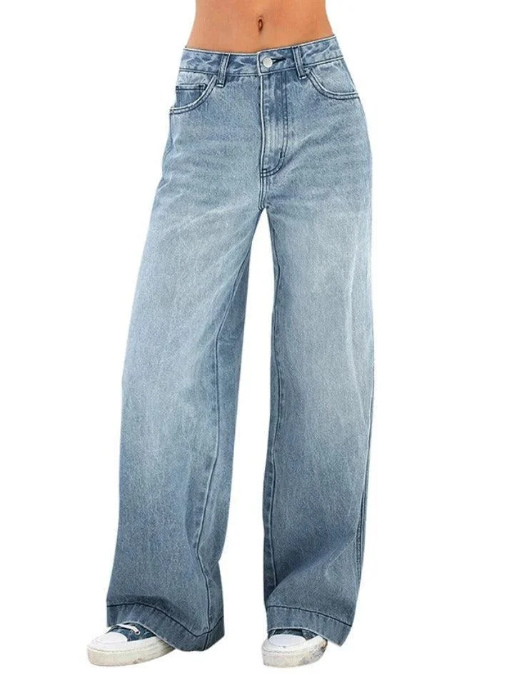 Toloer Washed Vintage Blue Versatile Boyfriend Jeans-Outfit Ideas