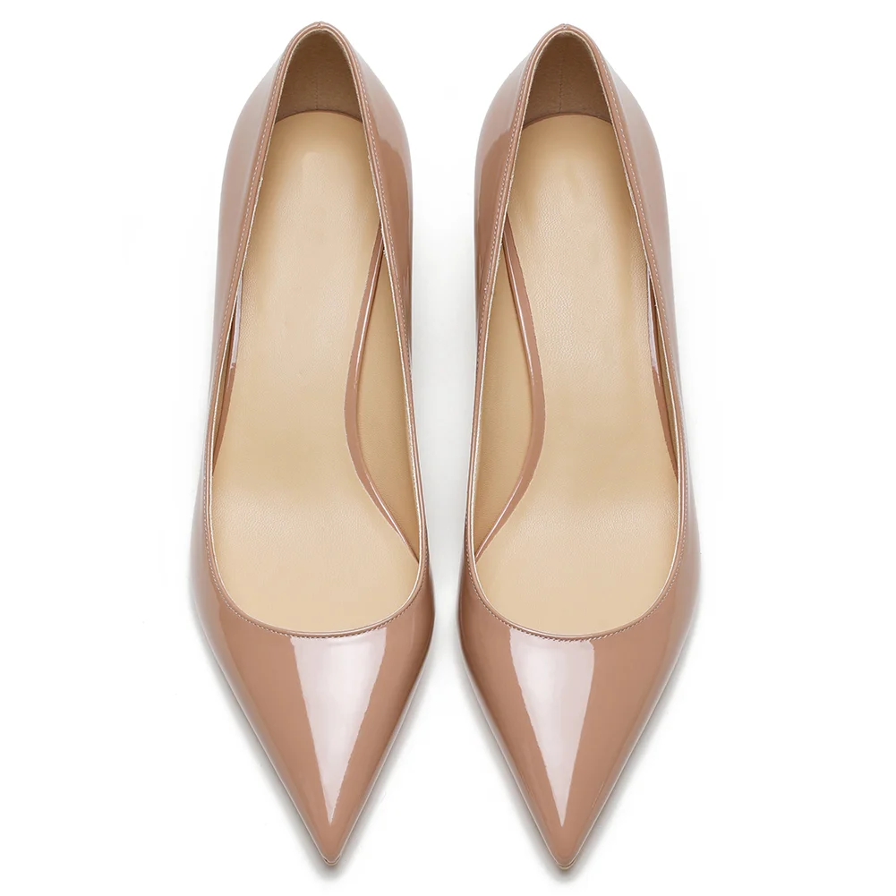 30mm Pointed Toe Red Bottom Kitten Heels Slip On Daily Pumps for Women-MERUMOTE