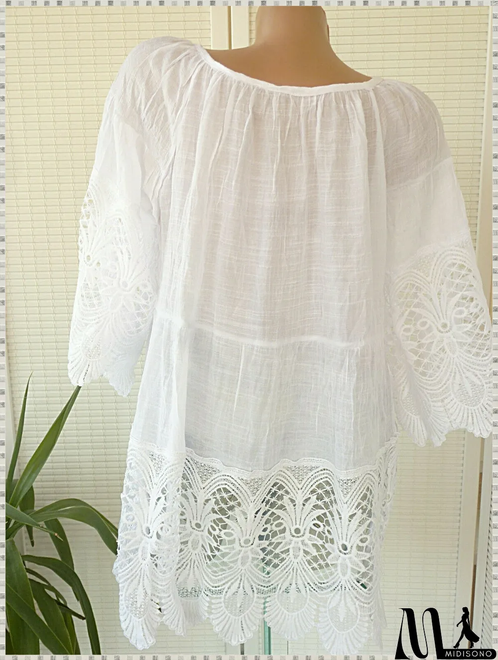 MidiSono - Women's Solid Color Short Sleeve V-neck Tops