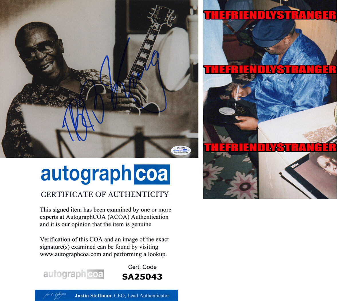 B.B. KING signed Autographed 8X10 Photo Poster painting - PROOF BB LEGENDARY Guitarist ACOA COA