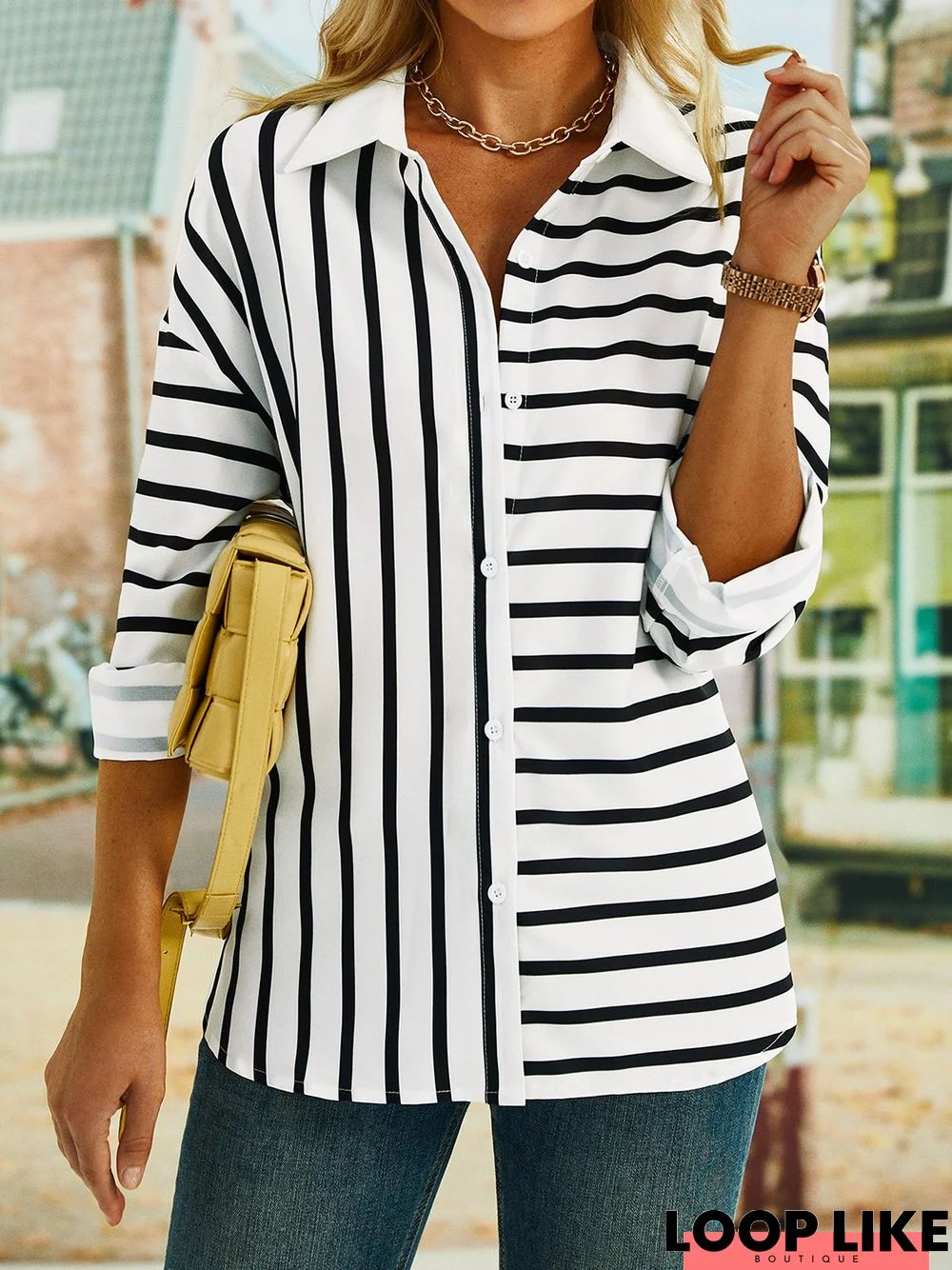 Striped Casual Tunic Blouse