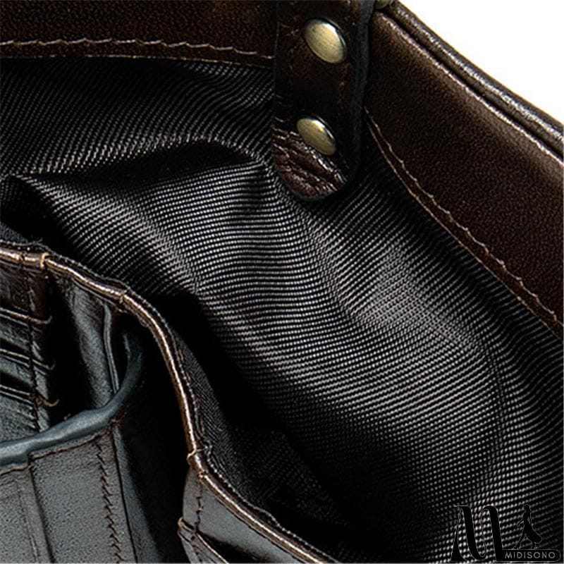 MidiSono - Mens Anti-Theft Multipockets Vintage Leather Wallets