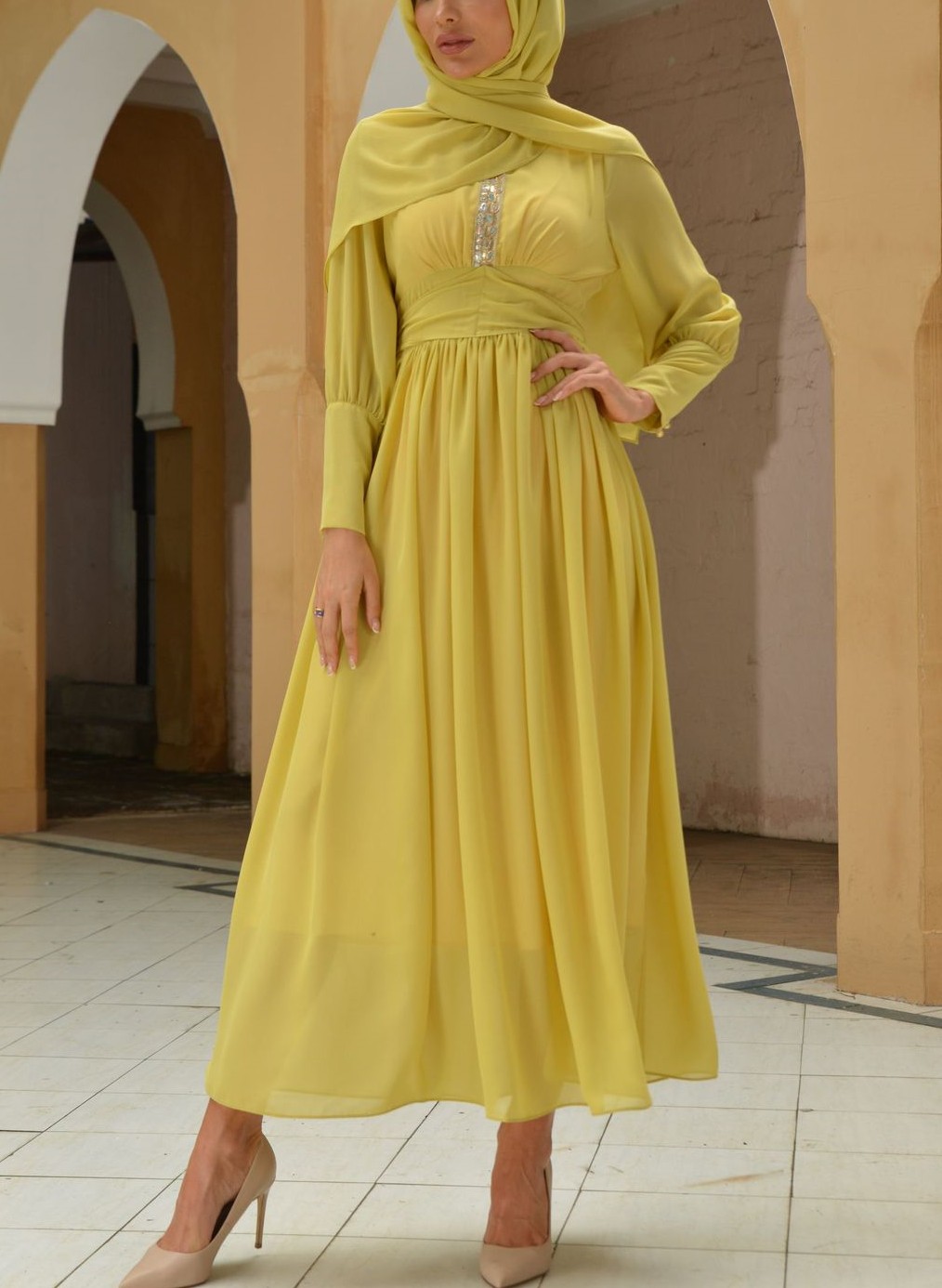 Women's Chiffon Long Sleeve Elegant Dress | Oxredo Shop Ramadan Sale