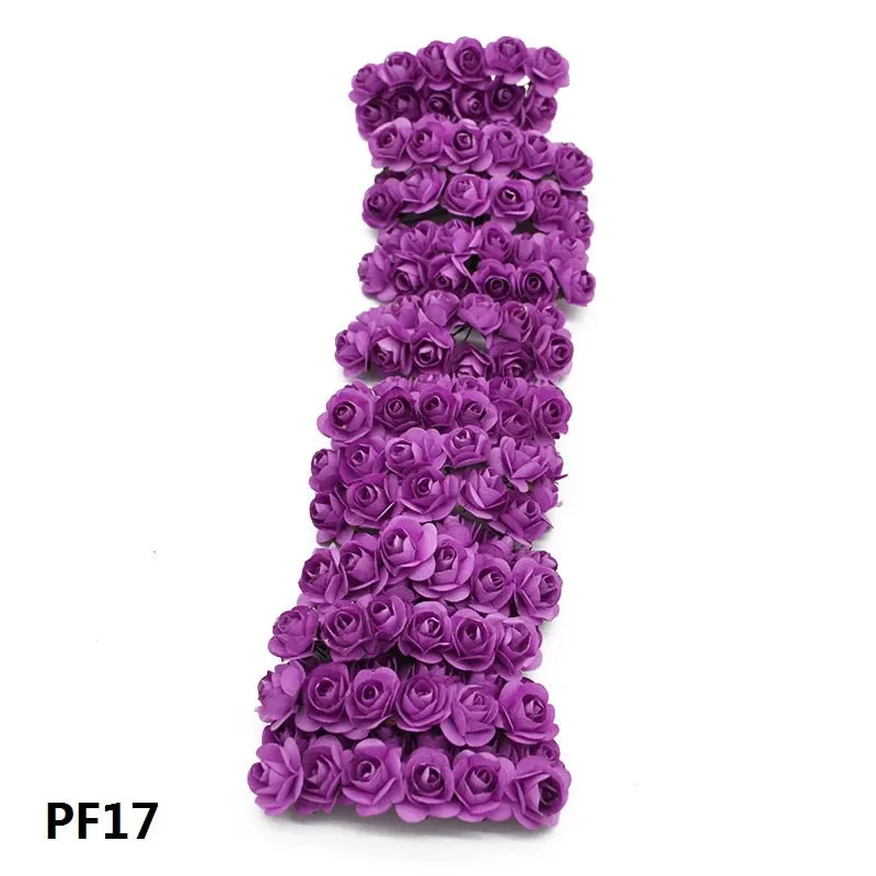 72Pcs/lot 2CM Multicolor Paper Artificial Flowers Mini Rose Flower Head Wedding Bouquet Scrapbooking Party Home Decoration