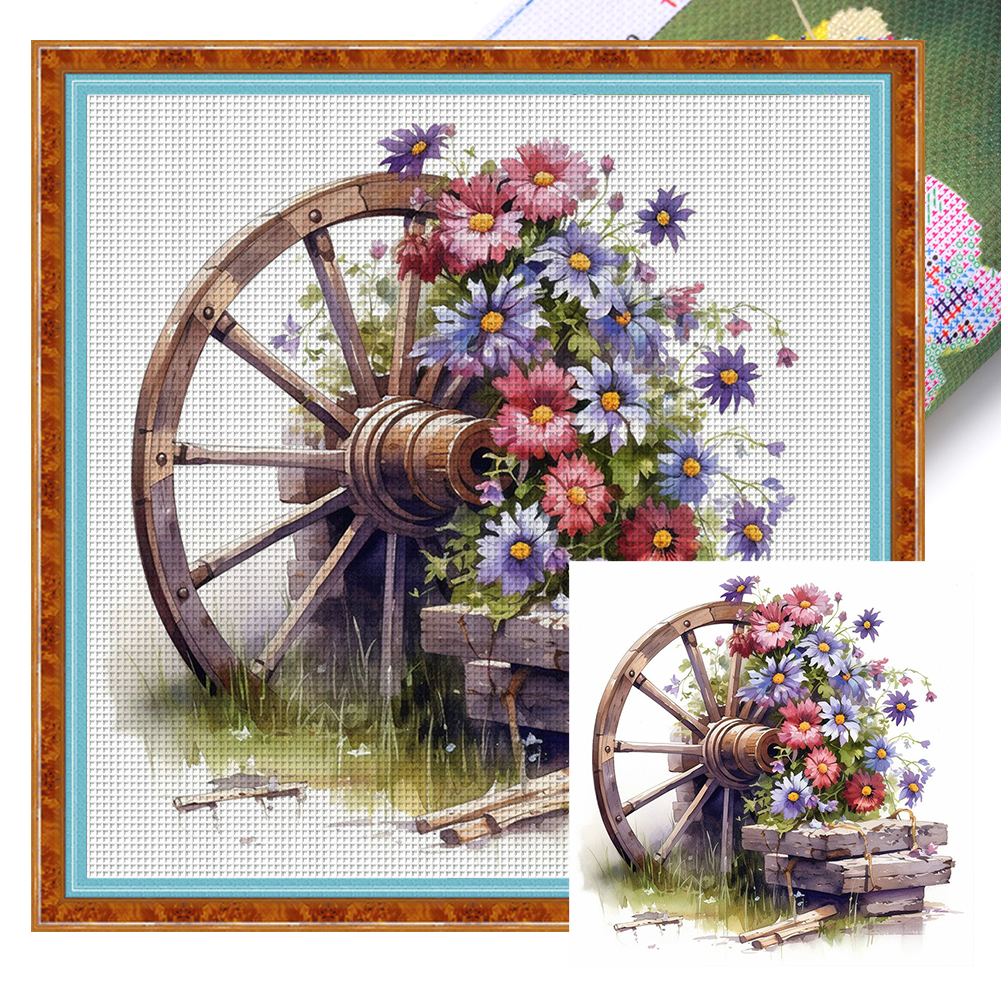 Daisy Windmill Full 11CT Pre-stamped Canvas(40*40cm) Cross Stitch