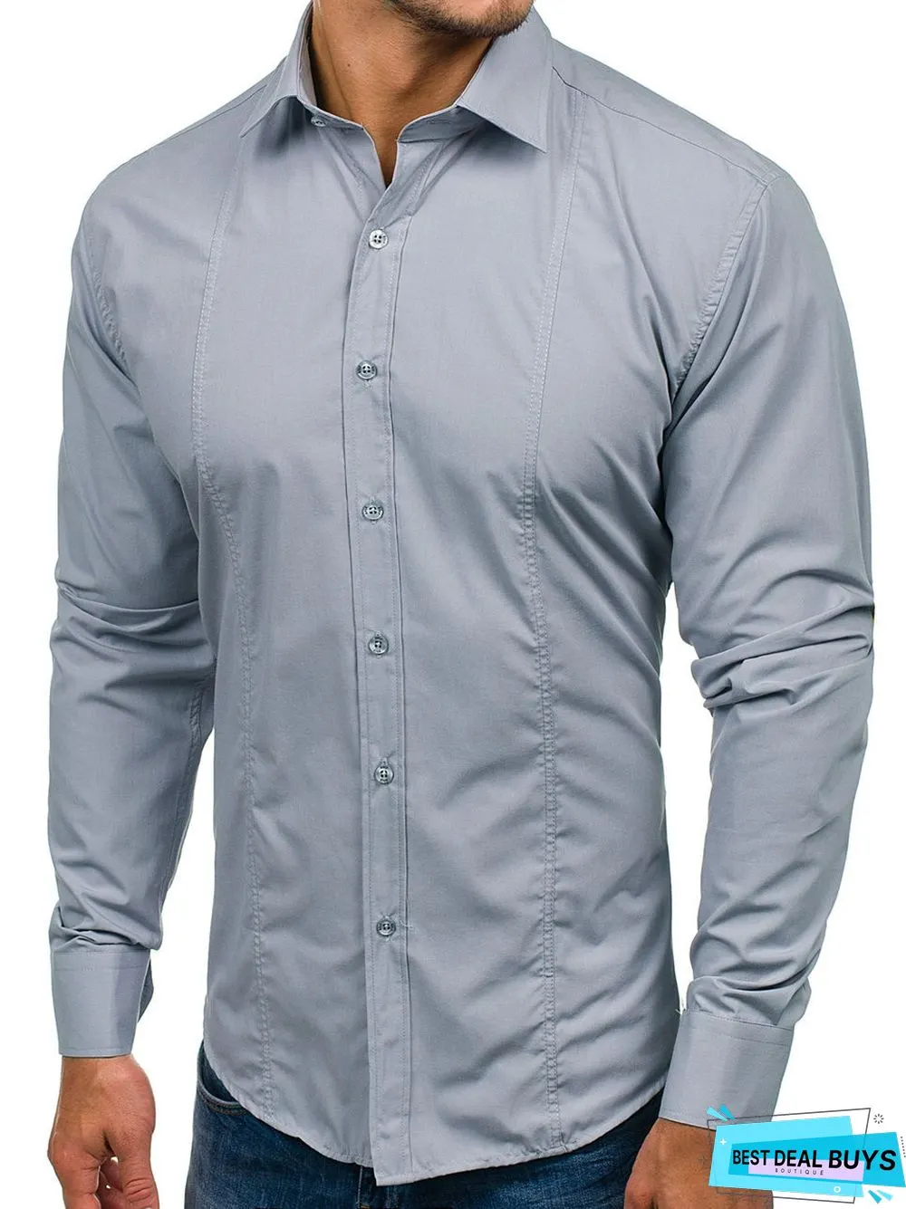 Men's Long Sleeve Men's Shirt Solid Color Shirt Men Commuter
