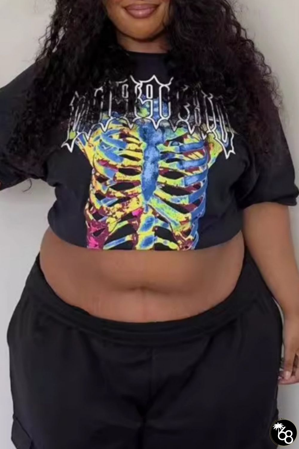 Casual Print Basic O Neck Plus Size Tops | 168DEAL
