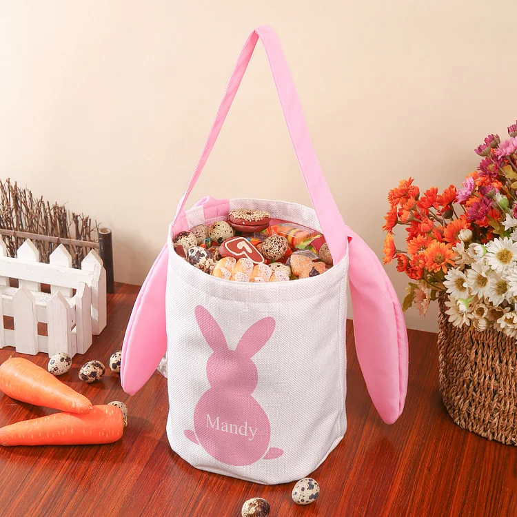 Pascua-Bolsa de conejo con 1 nombre personalizado