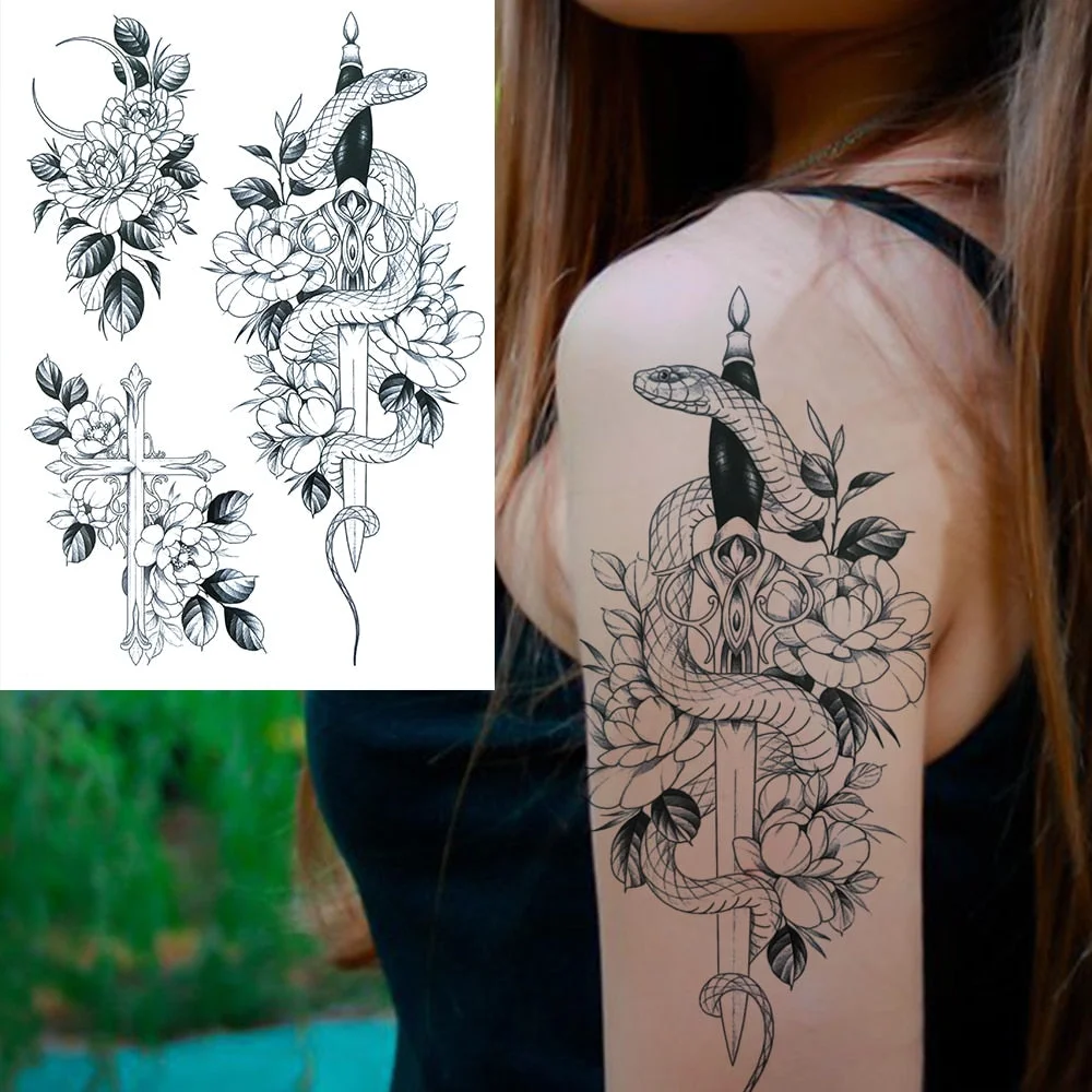 Watercolor Lavender Reed Morning Glory Flower Tattoos Temporary Women Sexy Custom Tattoo Stickers Flash Fake Girls Tato Ankle