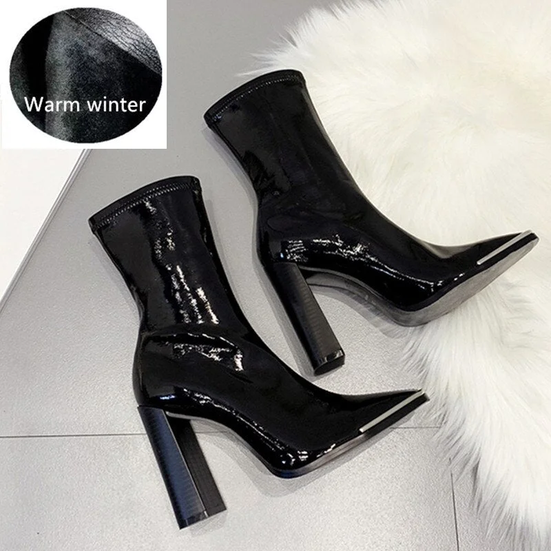 Star style Suede Women motorcycle boots Comfortable Thick heeled office lady Shoes Autumn Winter Warm High heels Ankle boots